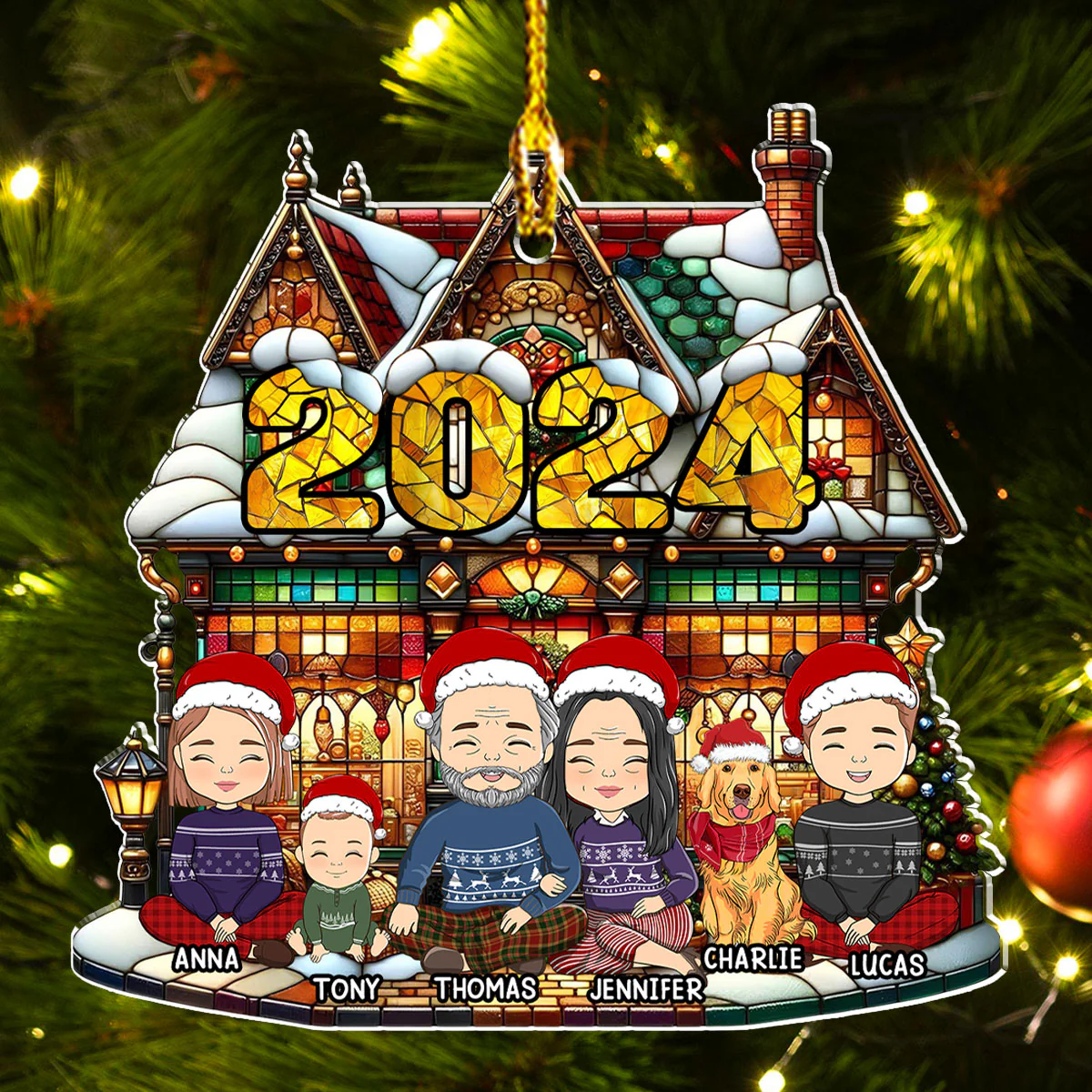 Warm Family - Personalized Custom Acrylic Ornament - Image 4