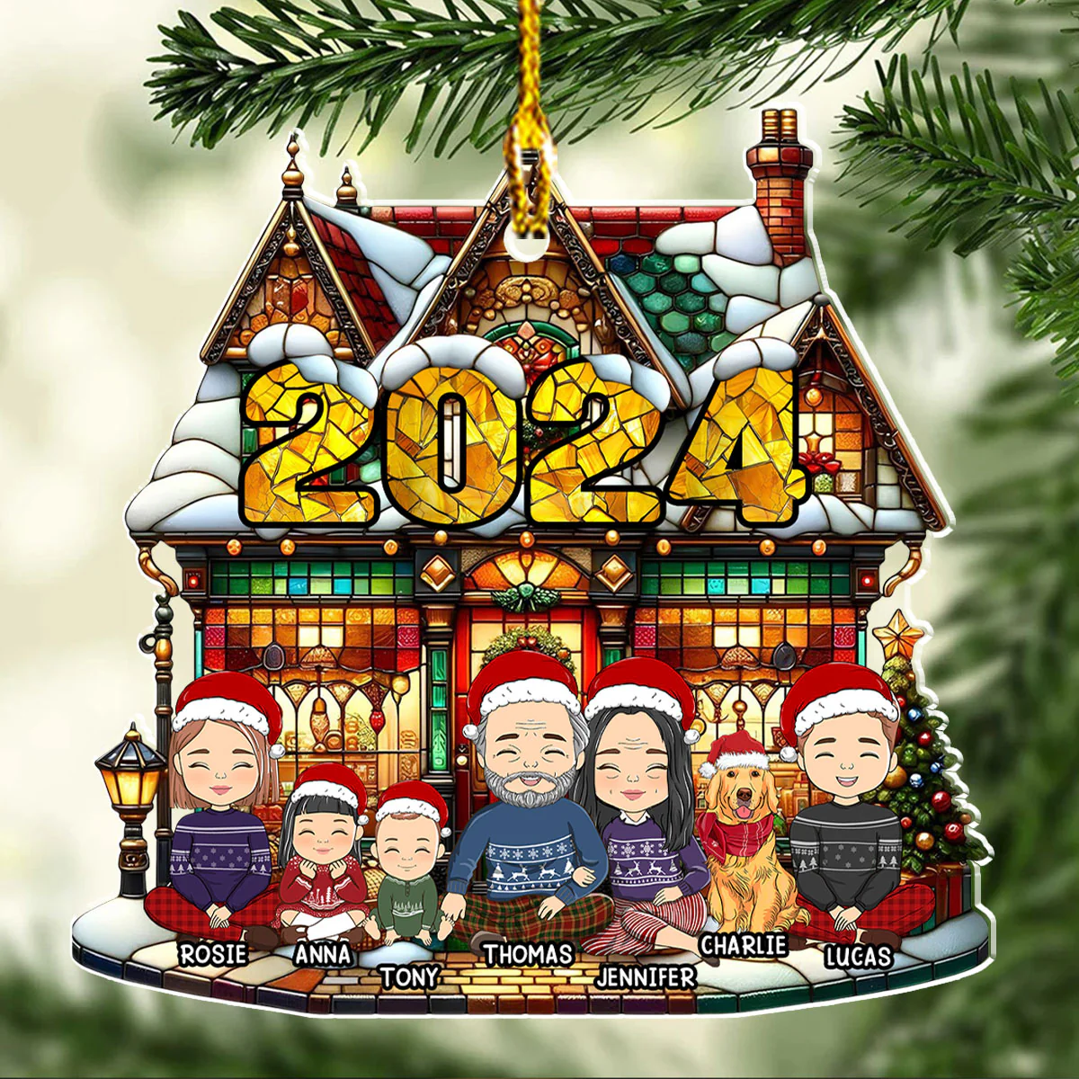 Warm Family - Personalized Custom Acrylic Ornament - Image 5