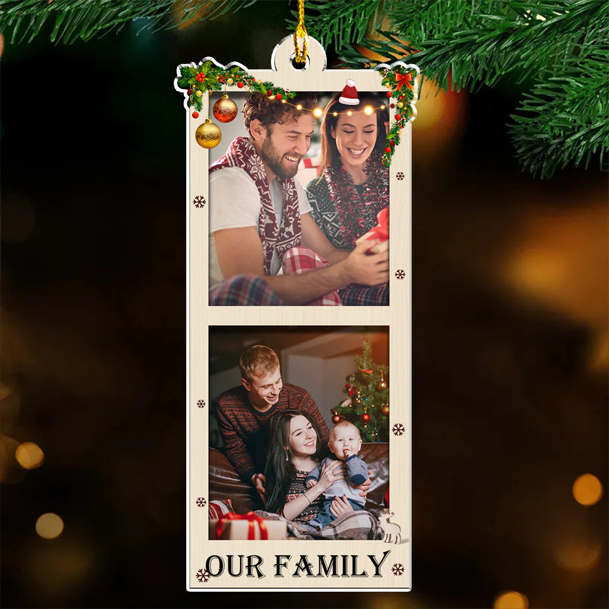 Warm Family Photo - Personalized Custom Acrylic Ornament - Image 5