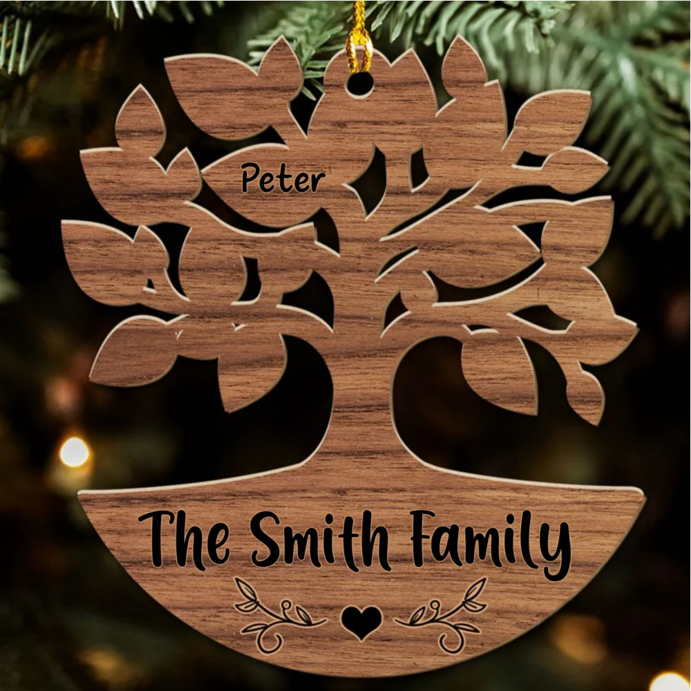 Warm Family Tree - Personalized Custom Wood Ornament - Image 6