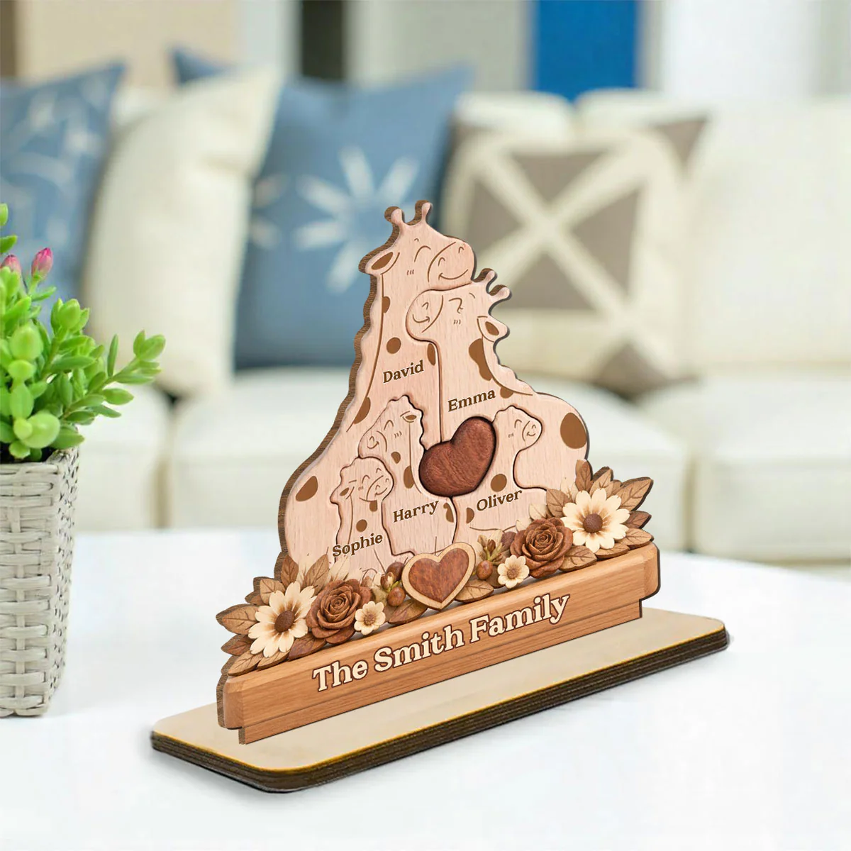 Warm Hug - Personalized Custom 2-Layer Wood Plaque With Flat Base - Image 3
