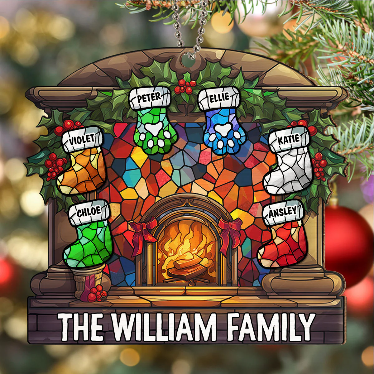 Warm Stockings - Personalized Custom Suncatcher Ornament - Image 3