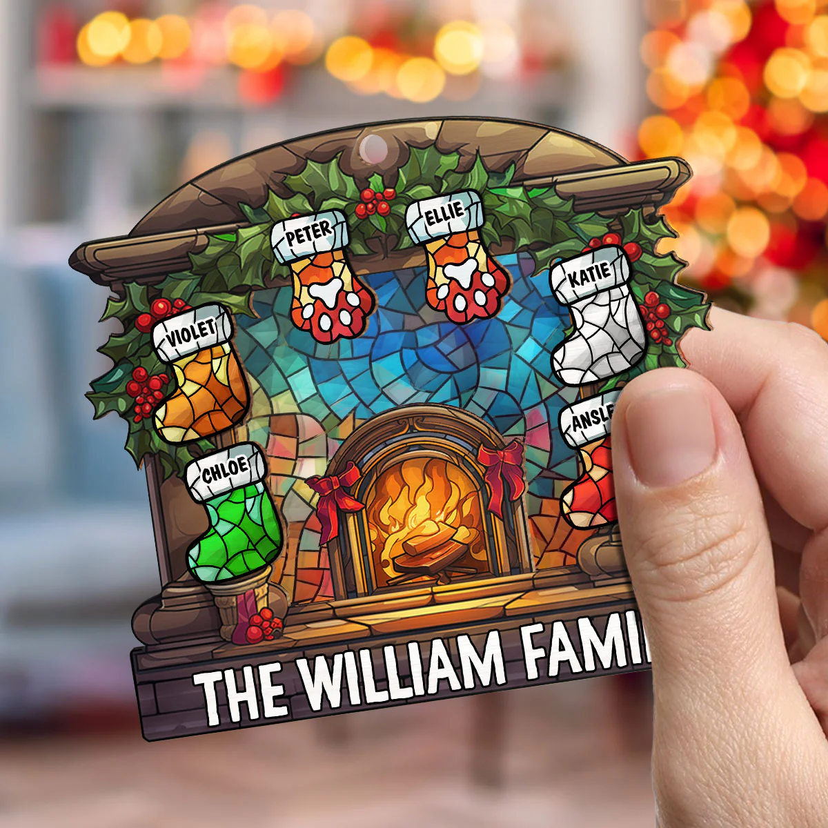 Warm Stockings - Personalized Custom Suncatcher Ornament - Image 4