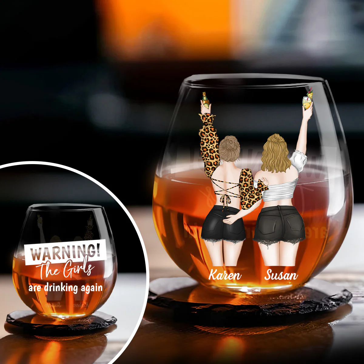 Warning The Girl - Personalized Custom Wine Glass - Image 3