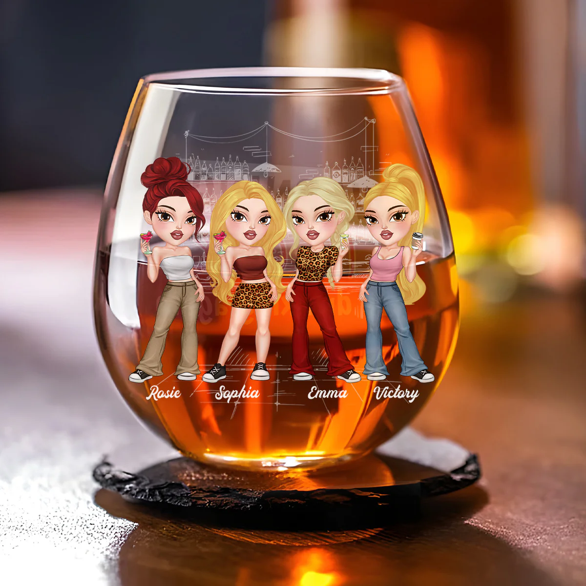 Warning The Girls Are Drinking Again - Personalized Custom Wine Glass - Image 3