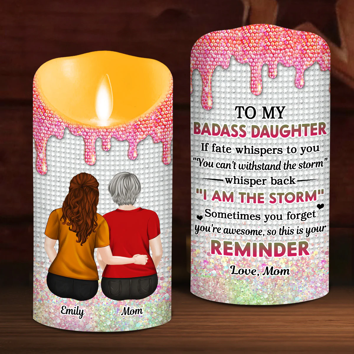 Warrior Granddaughter - Personalized Custom LED Candle