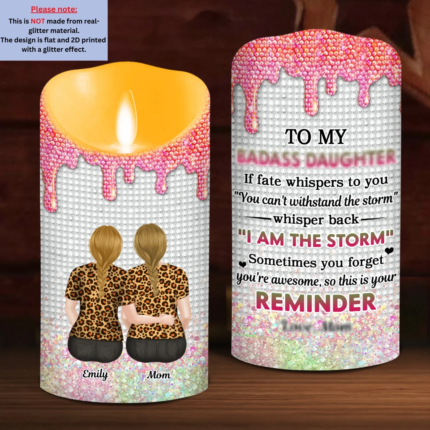 Warrior Granddaughter - Personalized Custom LED Candle - Image 7