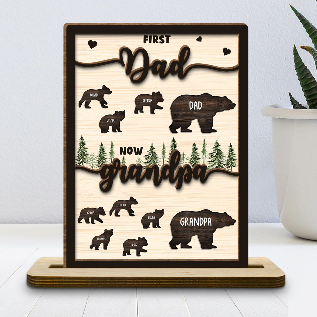 Was Dad Now Called Grandpa  - Personalized Custom 2-Layer Wood Plaque With Flat Base - Image 5