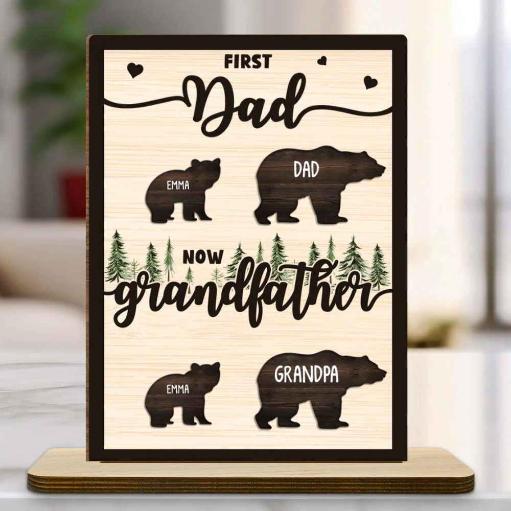 Was Dad Now Called Grandpa  - Personalized Custom 2-Layer Wood Plaque With Flat Base - Image 7