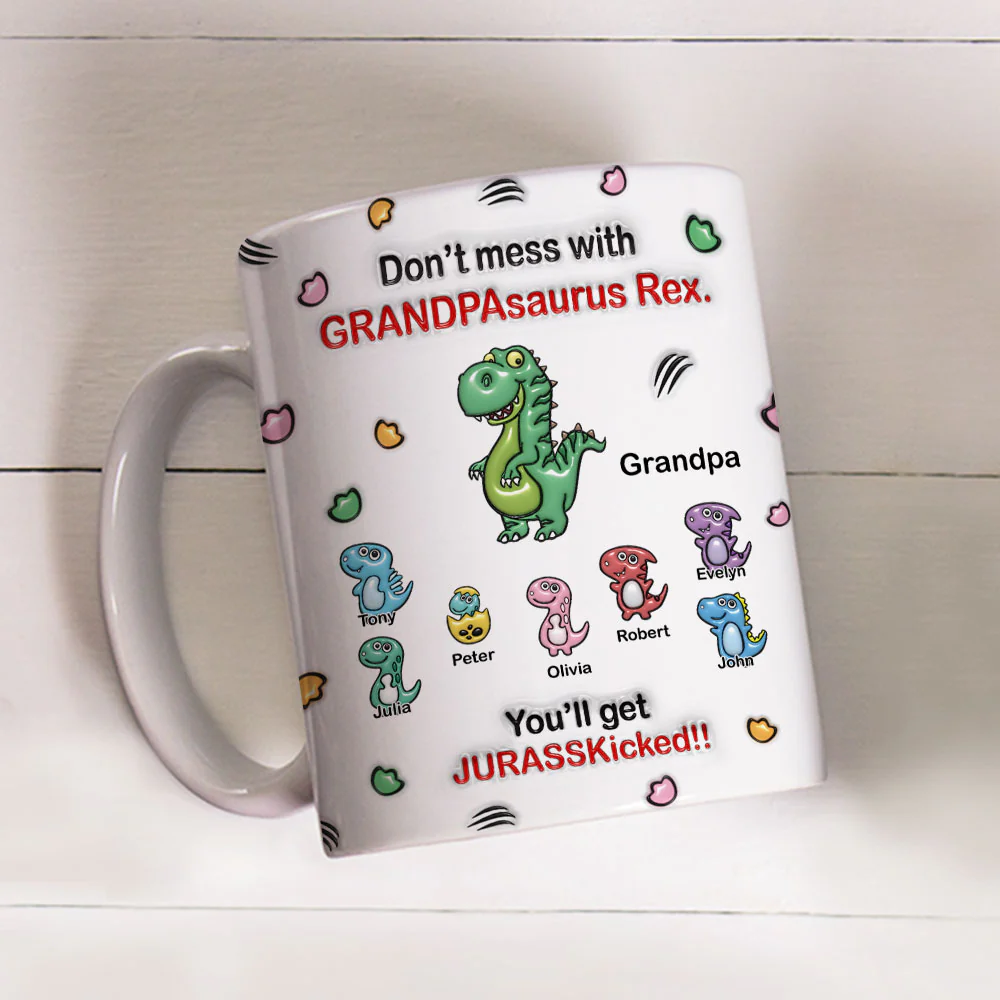 Watch Out For Grandpasaurus Rex - Personalized Custom 3D Inflated Effect Mug - Image 4