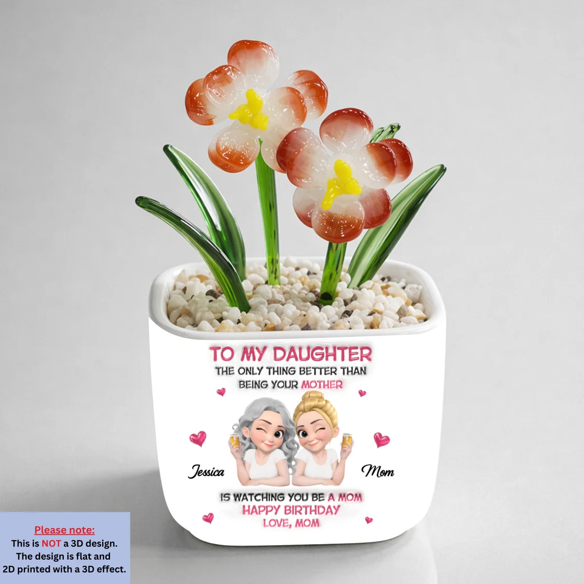Watching Daughter Be A Mom - Personalized Custom Glass Birth Month Flower - Image 9