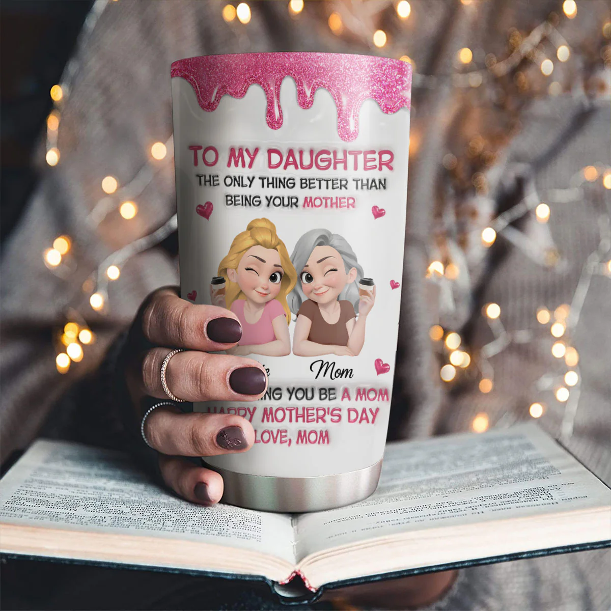 Watching Daughter Be A Mom Version 2 - Personalized Custom 3D Inflated Effect Tumbler - Image 3