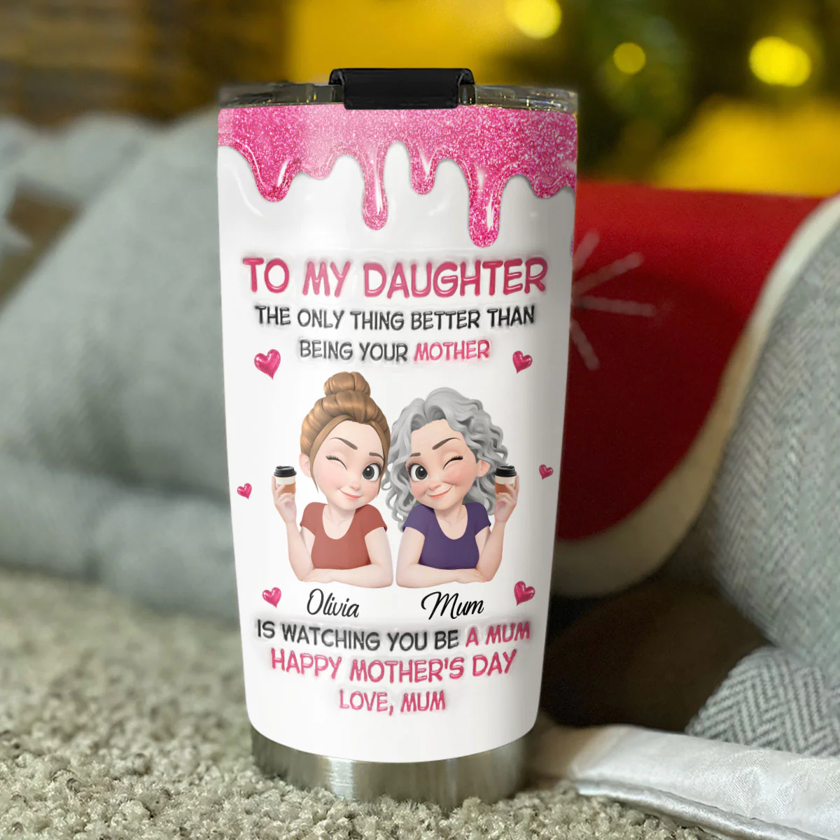 Watching Daughter Be A Mom Version 2 - Personalized Custom 3D Inflated Effect Tumbler - Image 5