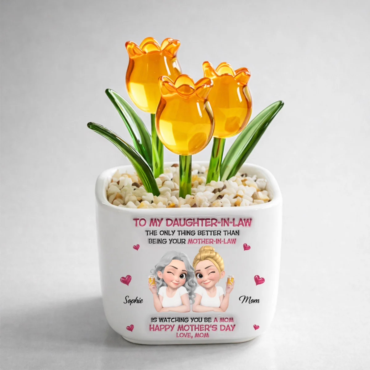 Watching Daughter In Law Be A Mom - Personalized Custom Glass Everlasting Tulips - Image 10