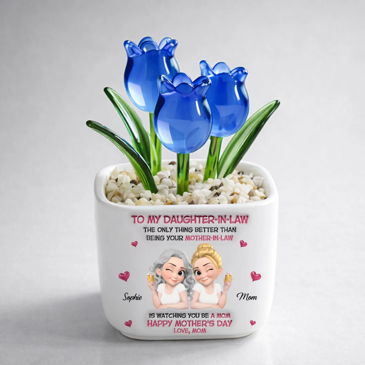 Watching Daughter In Law Be A Mom - Personalized Custom Glass Everlasting Tulips - Image 7