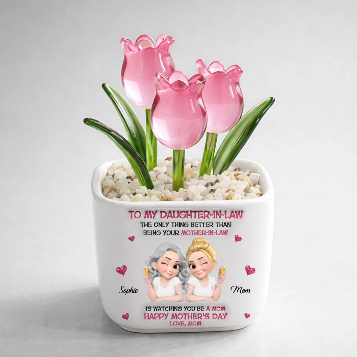 Watching Daughter In Law Be A Mom - Personalized Custom Glass Everlasting Tulips - Image 8