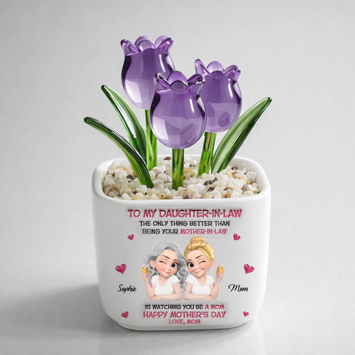 Watching Daughter In Law Be A Mom - Personalized Custom Glass Everlasting Tulips - Image 9