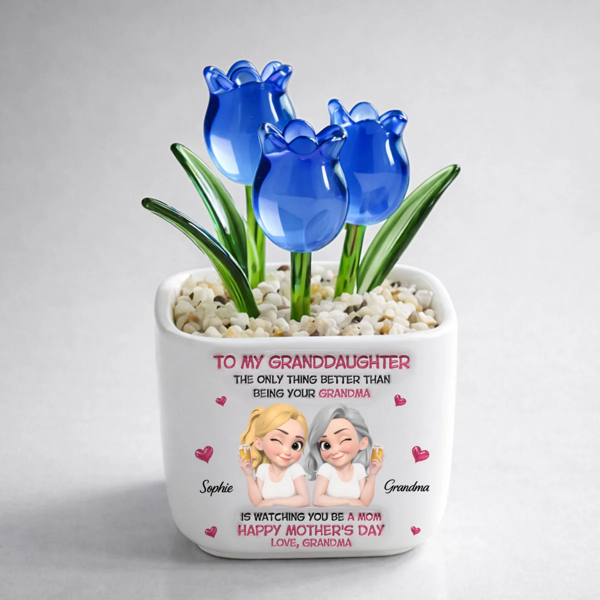 Watching Granddaughter Be A Mom - Personalized Custom Glass Everlasting Tulips - Image 9