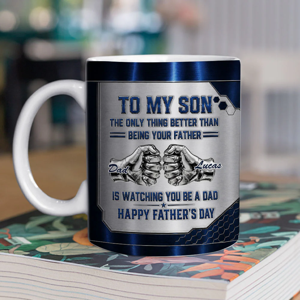 Watching My Son - Personalized Custom 3D Inflated Effect Mug - Image 3