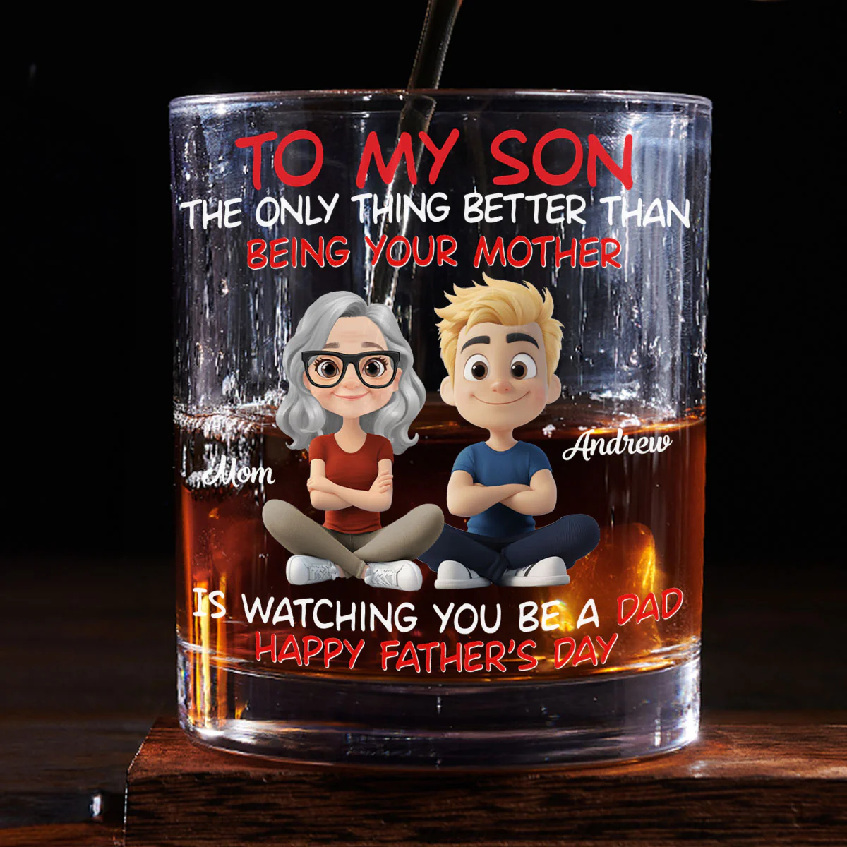 Watching My Son - Personalized Custom Whiskey Glass