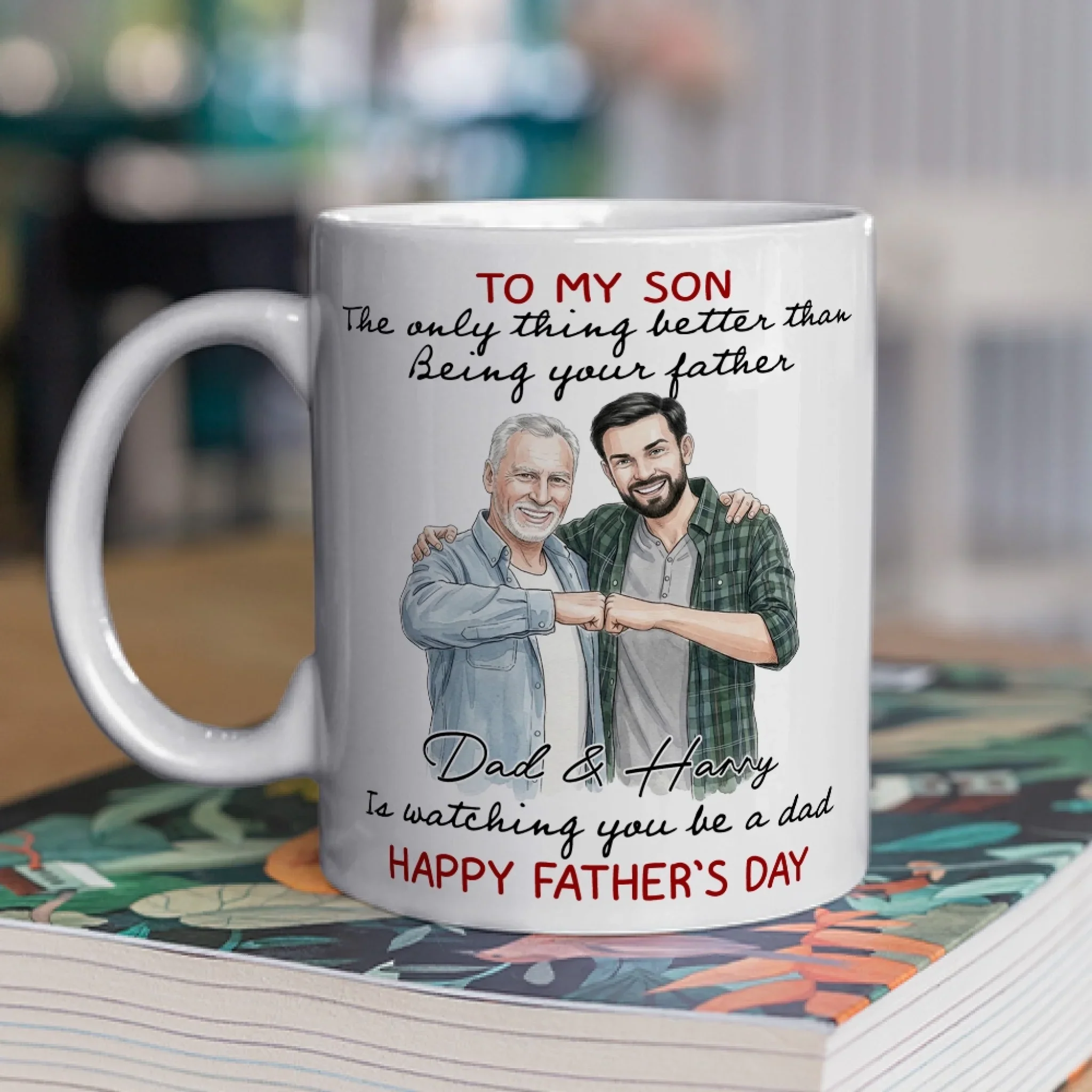 Watching Son Being A Dad - Personalized Custom Coffee Mug - Image 2