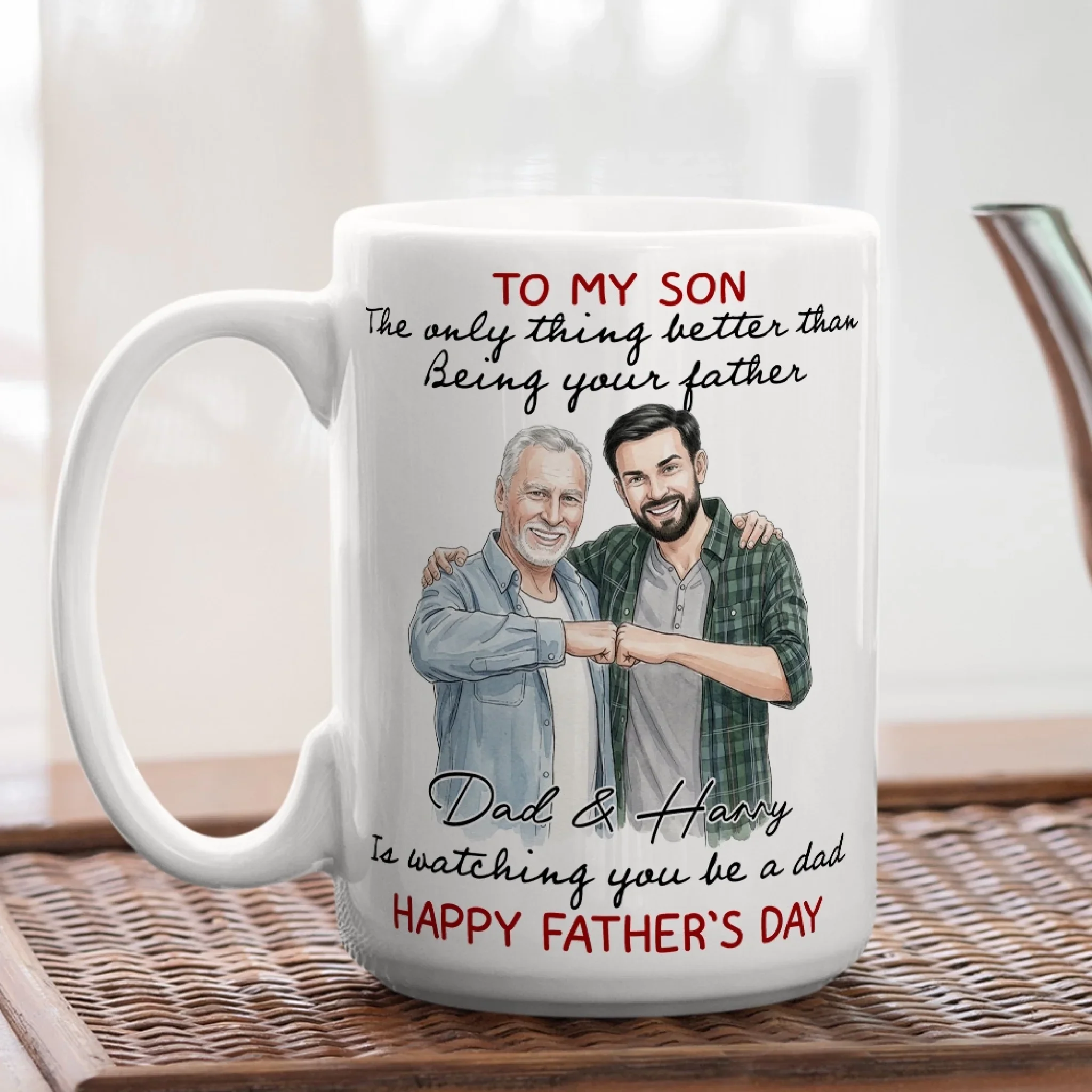 Watching Son Being A Dad - Personalized Custom Coffee Mug - Image 4