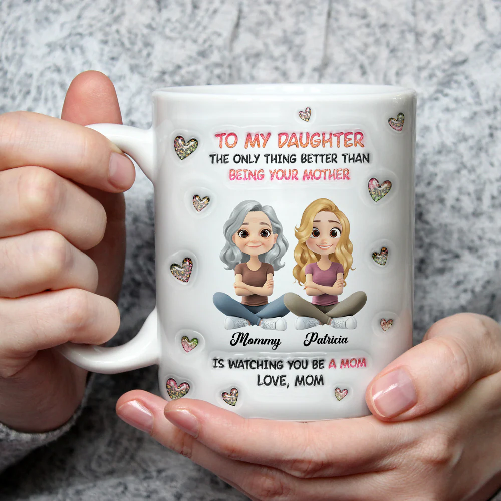 Watching You Be A Mom Cartoon - Personalized Custom 3D Inflated Effect Mug - Image 4