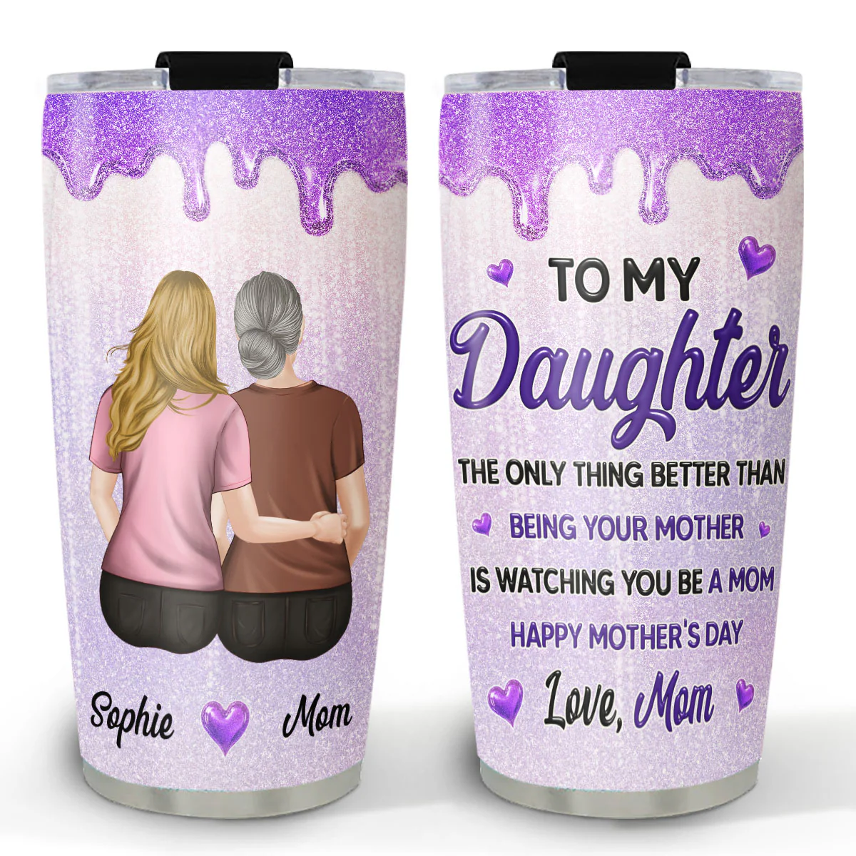 Watching You Be A Mom My Daughter - Personalized Custom 3D Effect Tumbler