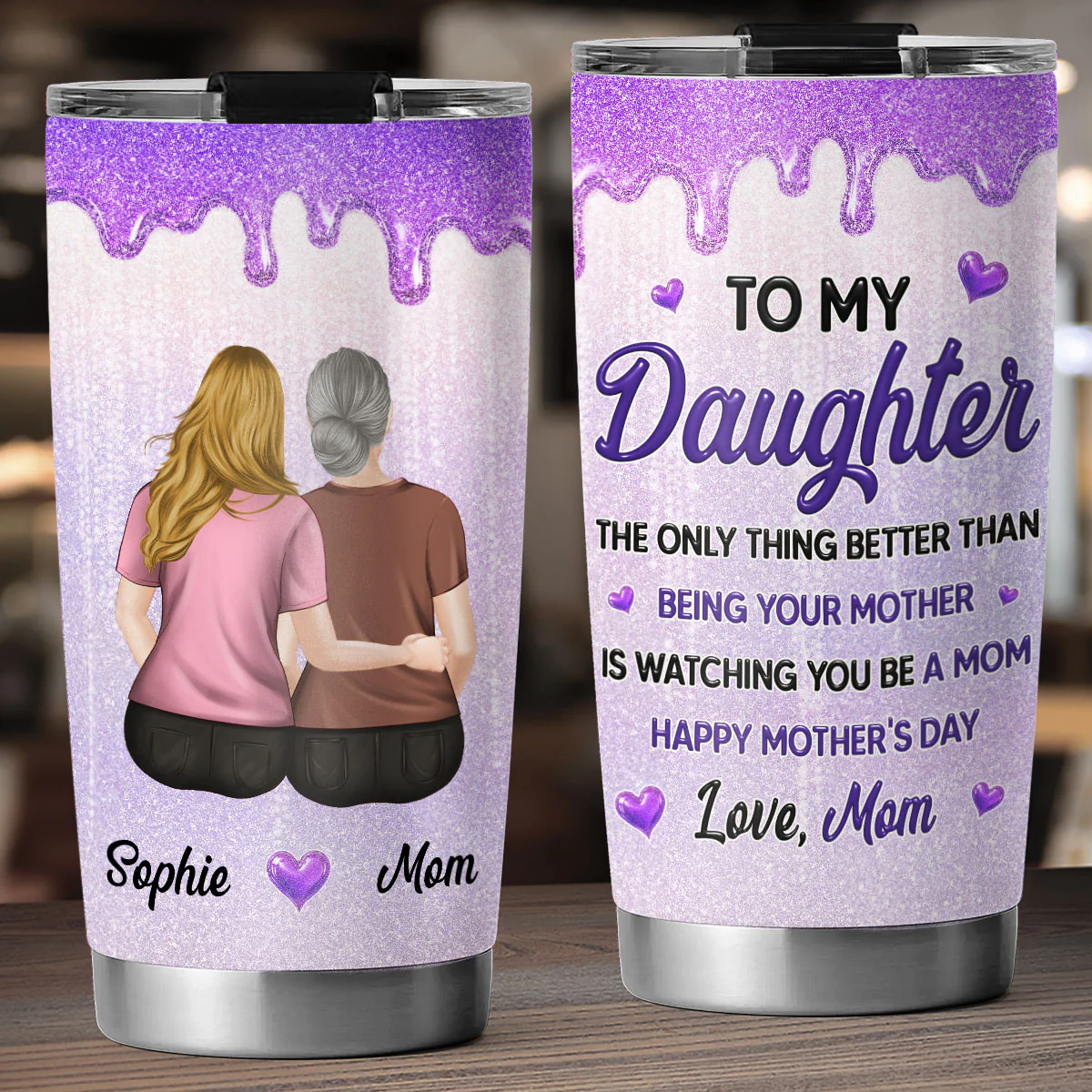Watching You Be A Mom My Daughter - Personalized Custom 3D Effect Tumbler - Image 4