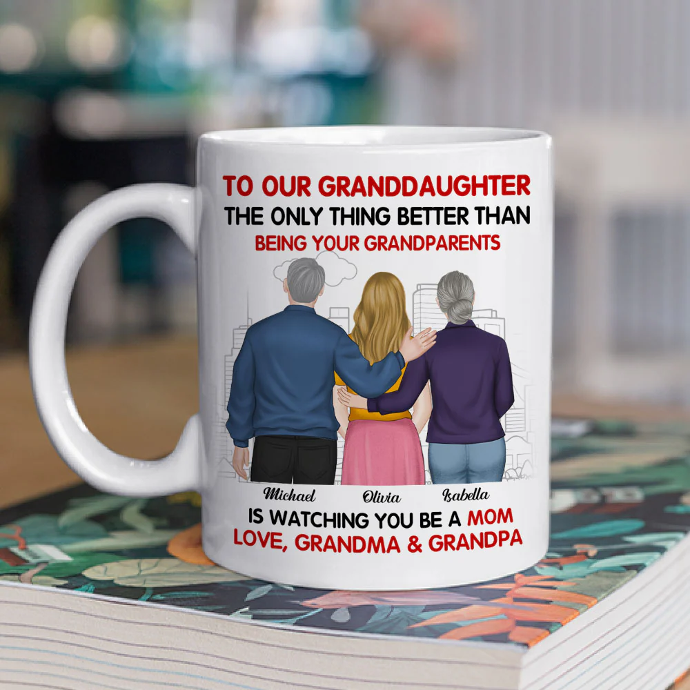 Watching You Be A Mom Our Granddaughter - Personalized Custom Coffee Mug - Image 2