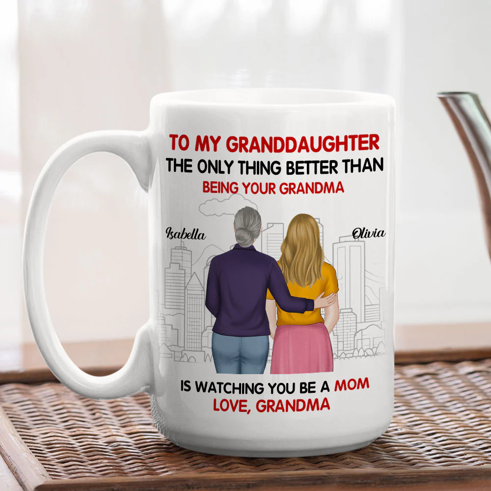 Watching You Be A Mom Our Granddaughter - Personalized Custom Coffee Mug - Image 3