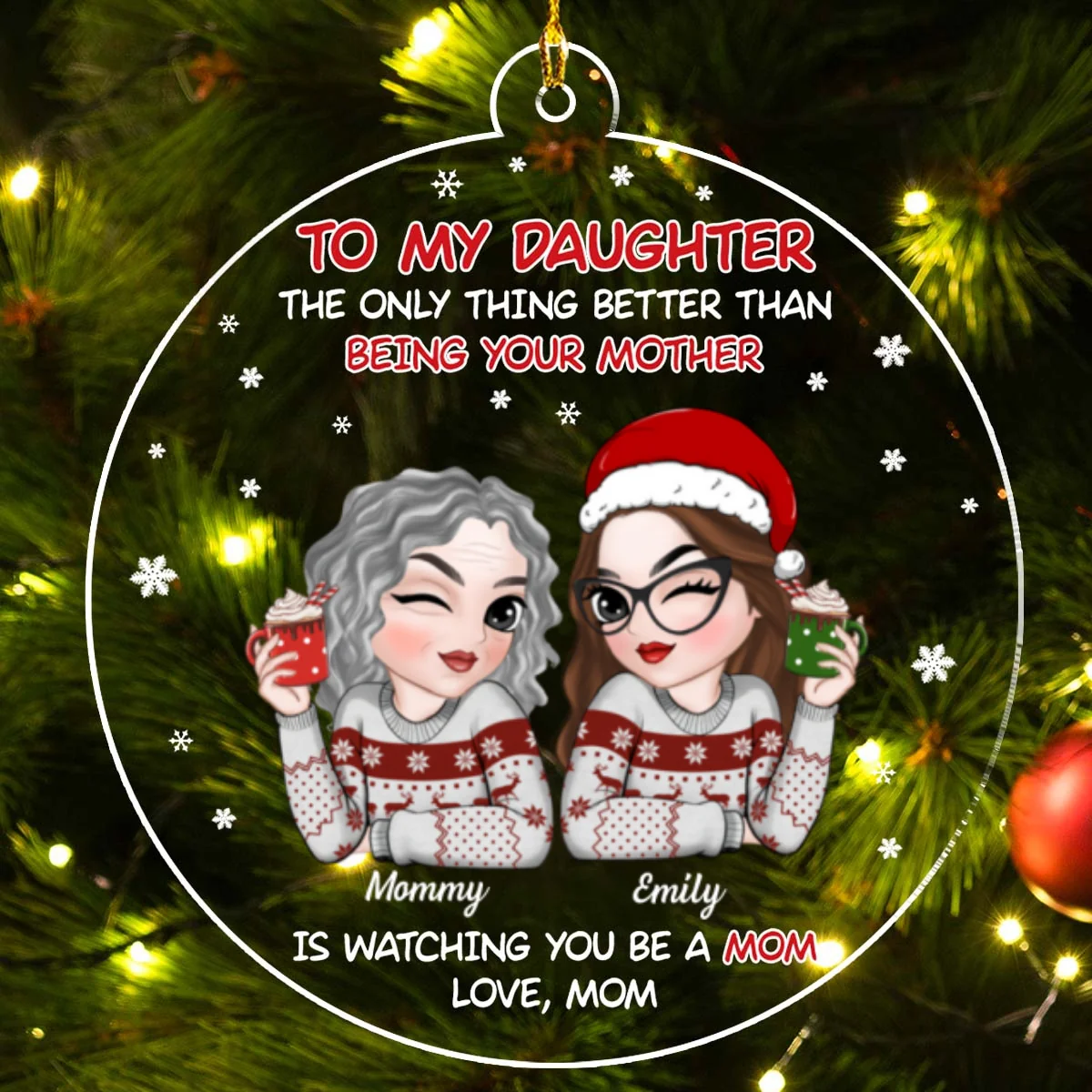 Watching You Be A Mom - Personalized Custom Acrylic Ornament - Image 6