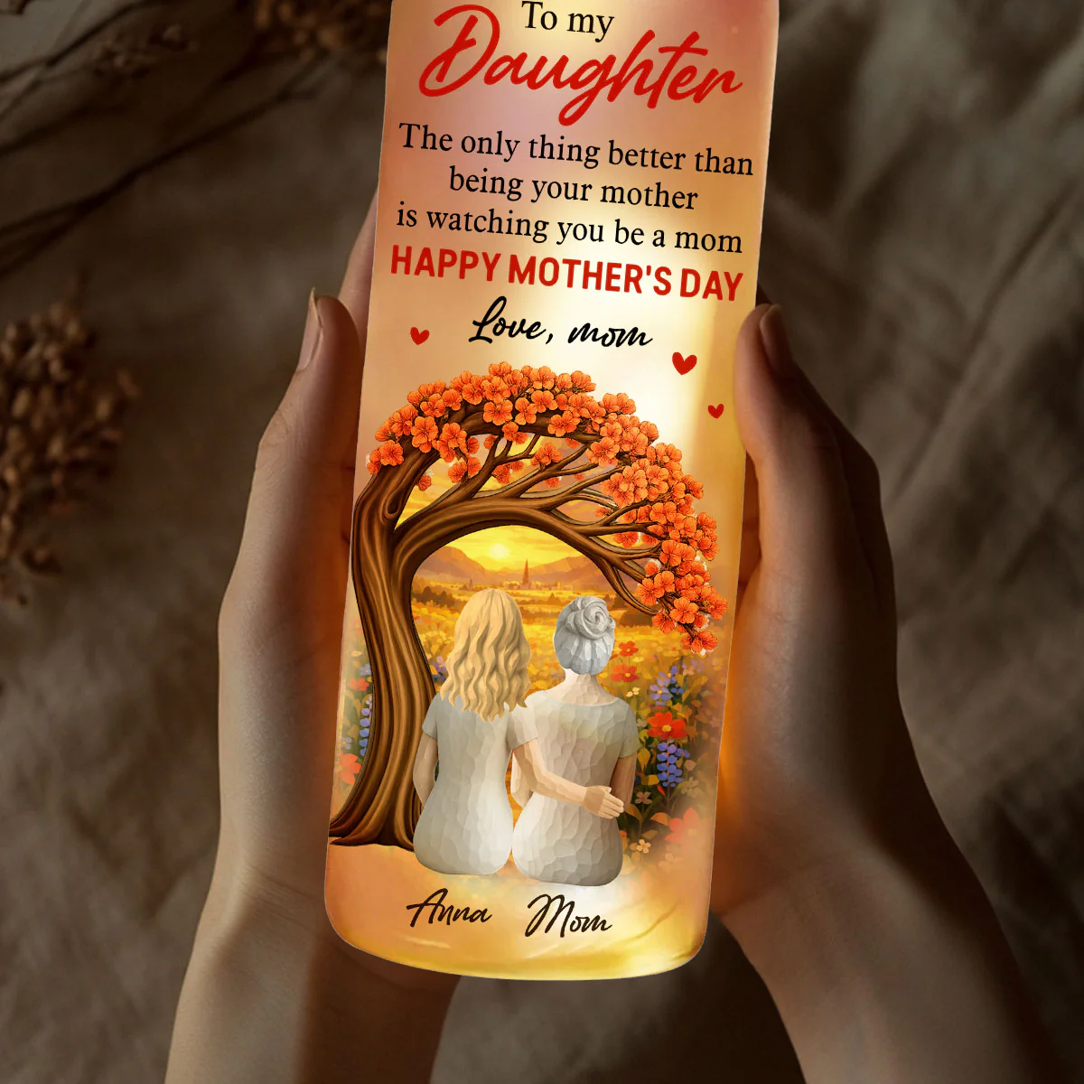 Watching You Be A Mom - Personalized Custom Bottle Lamp - Image 4