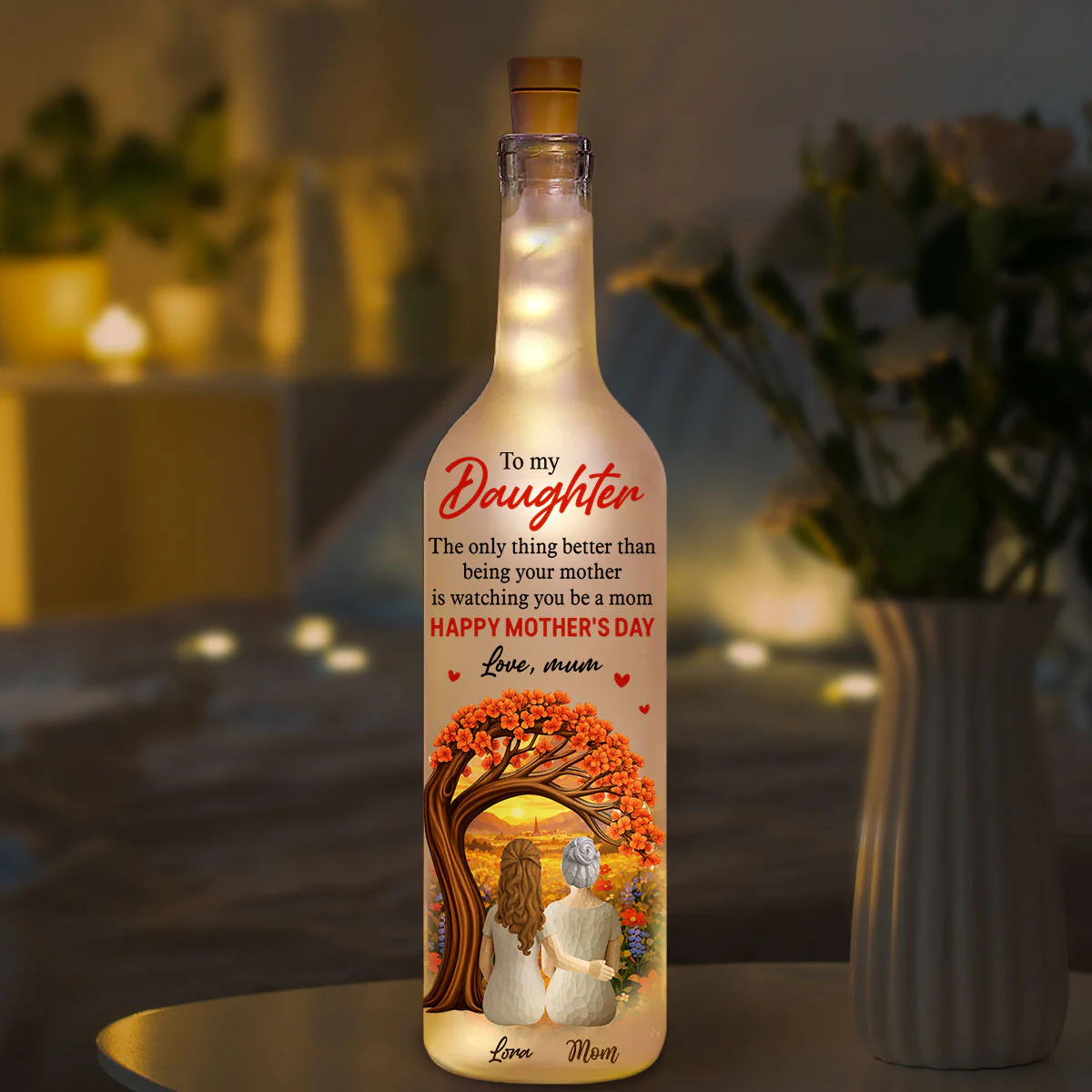 Watching You Be A Mom - Personalized Custom Bottle Lamp - Image 5