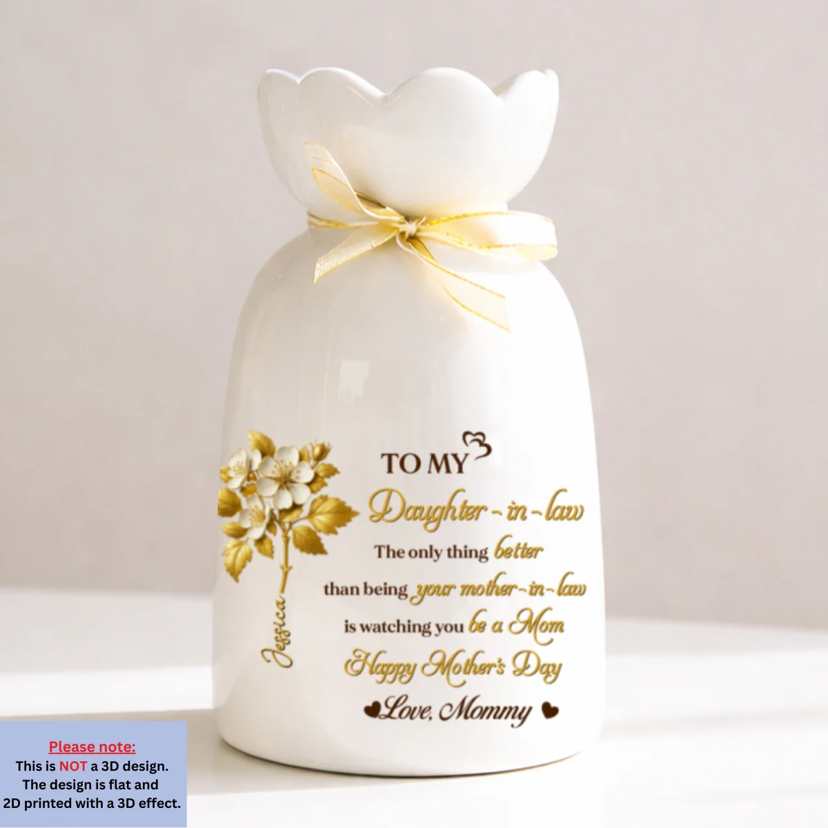 Watching You Be A Mom - Personalized Custom Ribbon Tie Flower Vase - Image 6