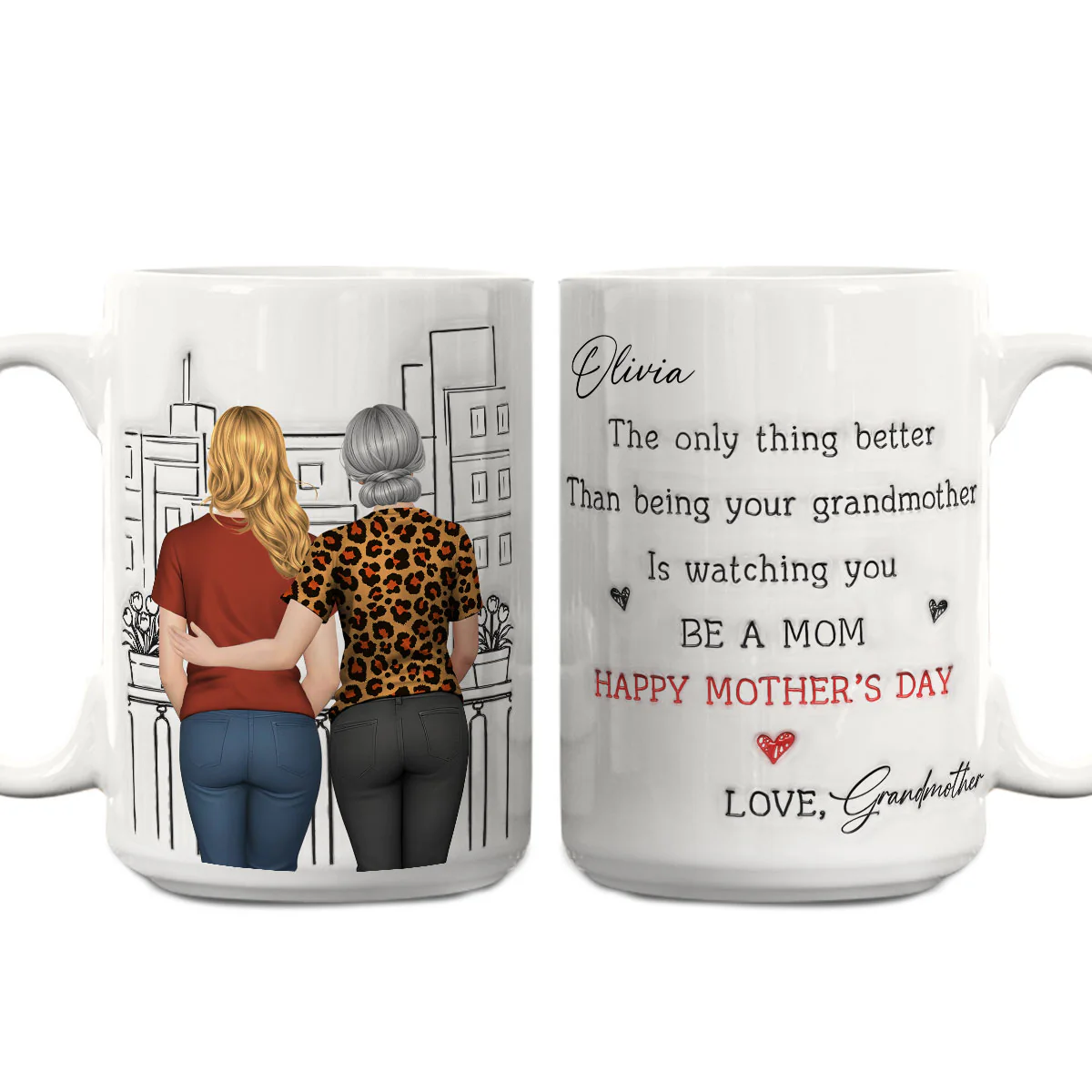 Watching You Be Caring Grandmother - Personalized Custom 3D Inflated Mug - Image 2