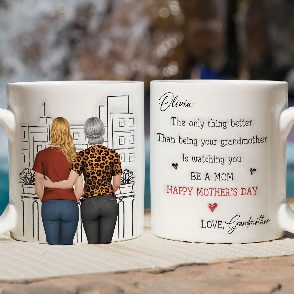 Watching You Be Caring Grandmother - Personalized Custom 3D Inflated Mug - Image 3