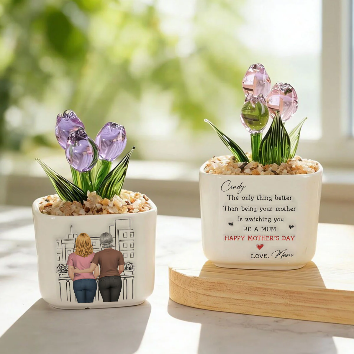 Watching You Be Caring Mom - Personalized Custom 3D Inflated Effect Glass Everlasting Tulips - Image 4