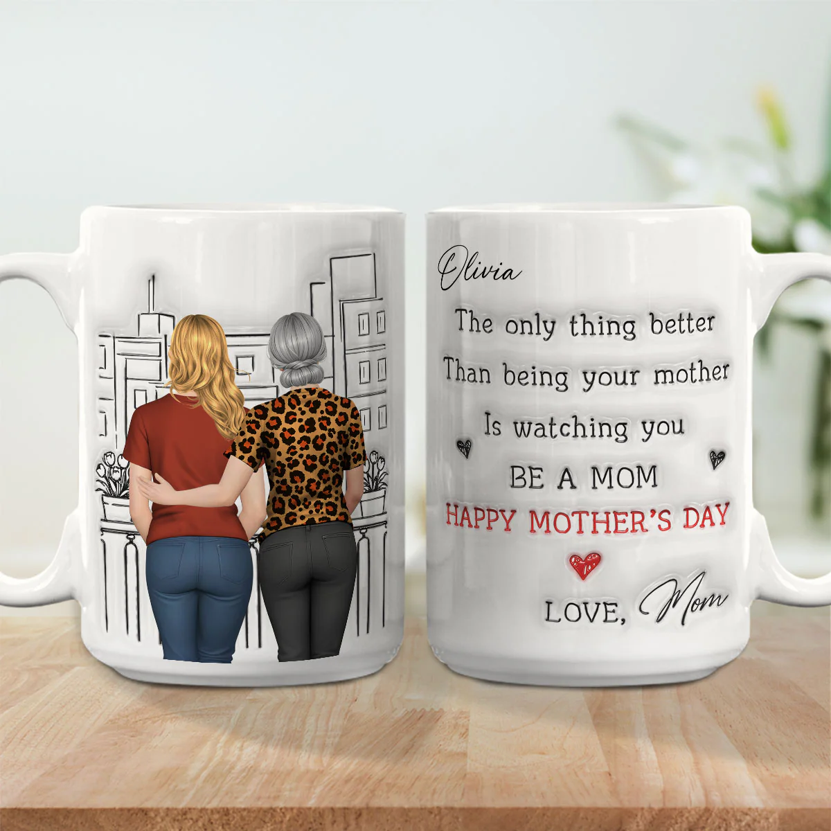Watching You Be Caring Mom - Personalized Custom 3D Inflated Effect Mug - Image 4