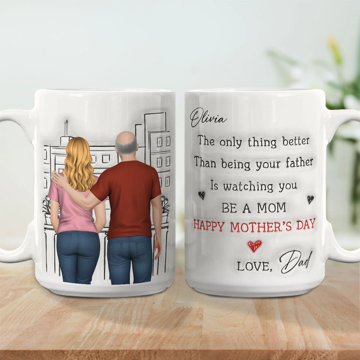 Watching You Be Caring Mom - Personalized Custom 3D Inflated Effect Mug - Image 5