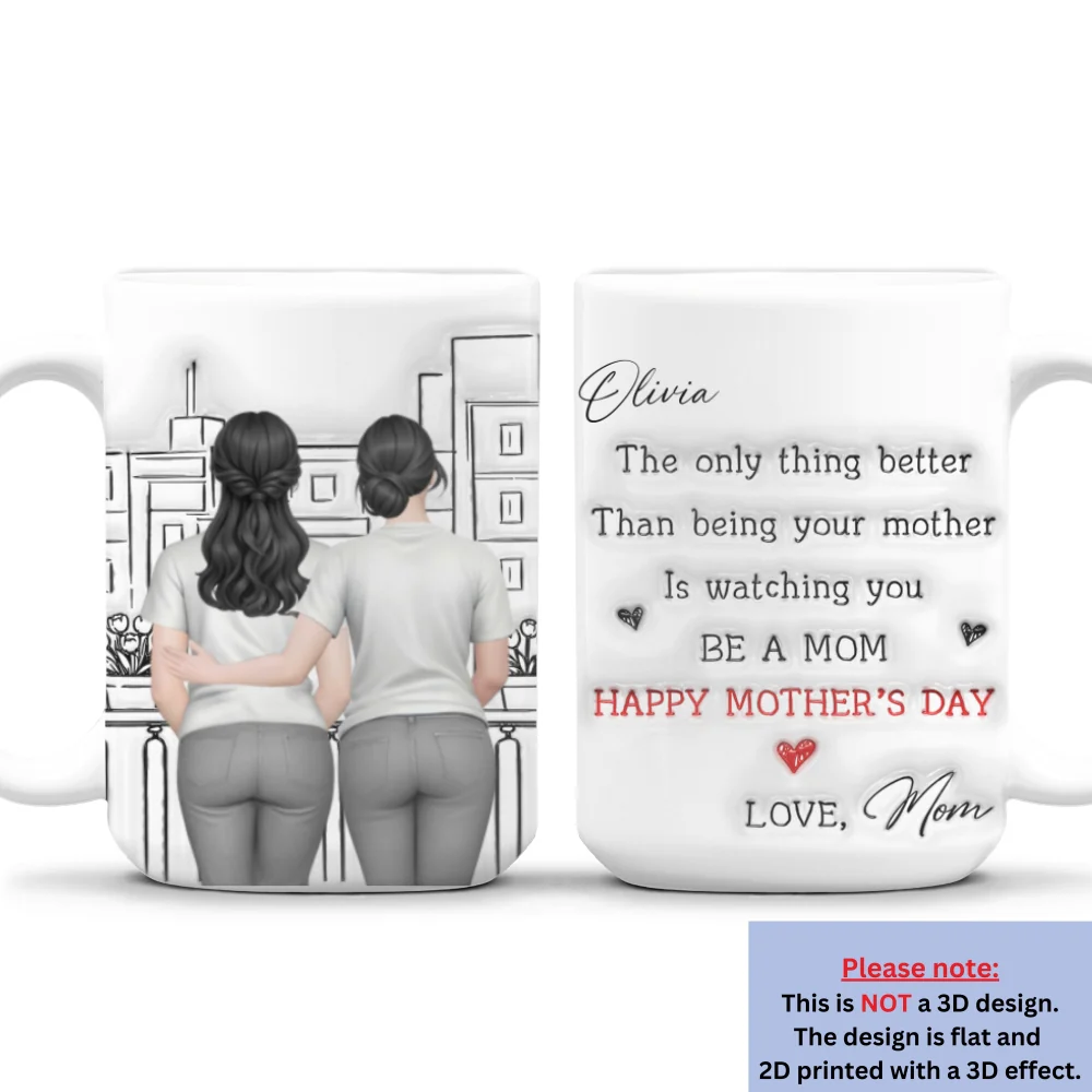 Watching You Be Caring Mom - Personalized Custom 3D Inflated Effect Mug - Image 8