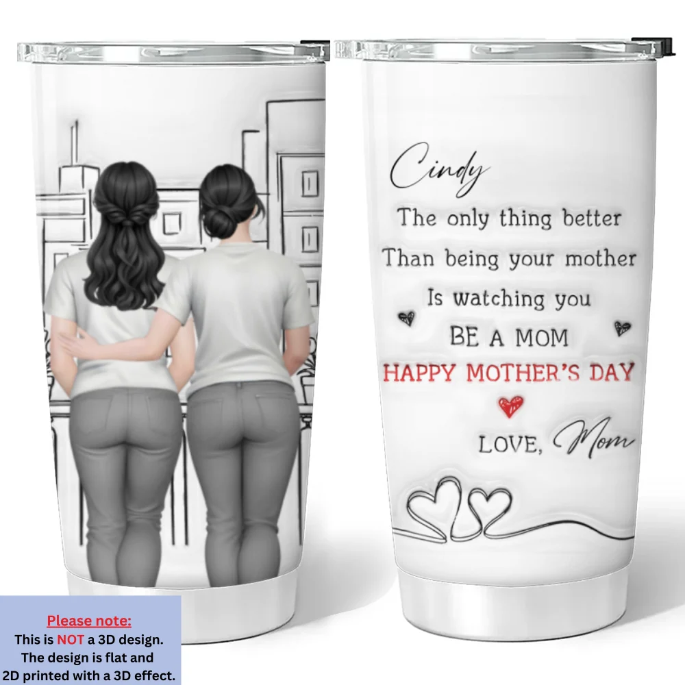 Watching You Be Caring Mom - Personalized Custom 3D Inflated Tumbler - Image 5