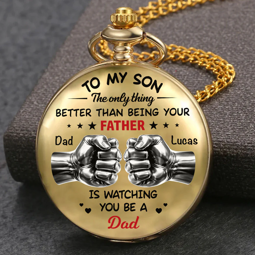 Watching You Become A Dad - Personalized Custom Print Pocket Watch