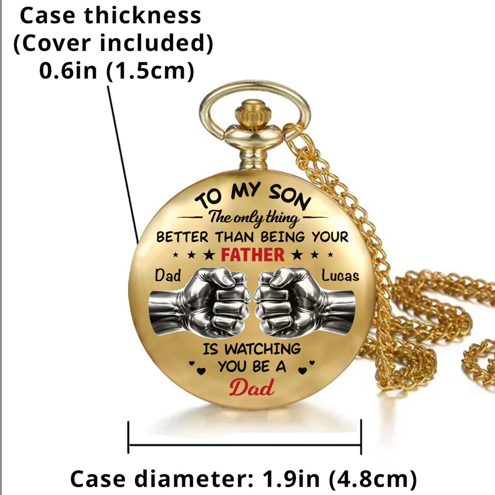Watching You Become A Dad - Personalized Custom Print Pocket Watch - Image 4