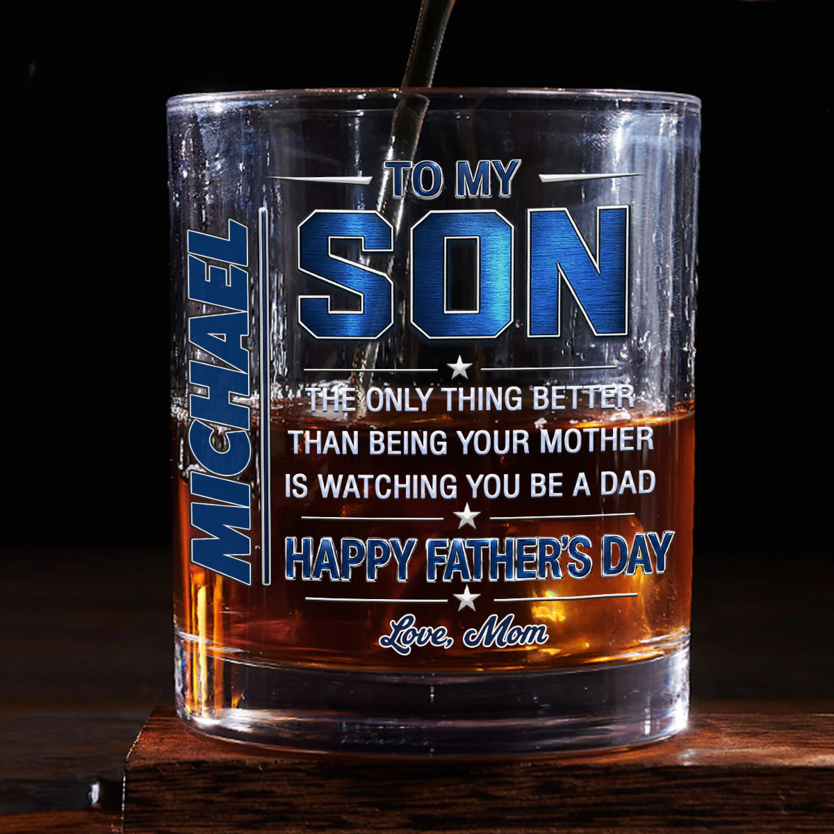 Watching You Being A Dad - Personalized Custom Whiskey Glass