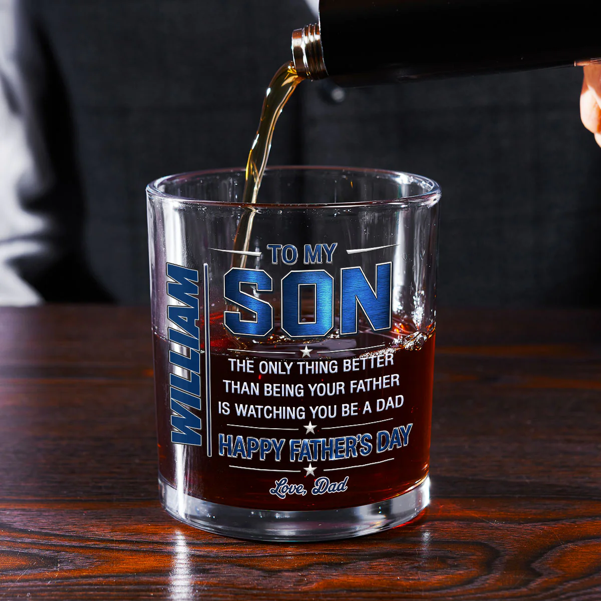 Watching You Being A Dad - Personalized Custom Whiskey Glass - Image 2