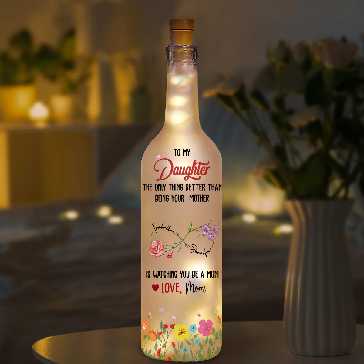 Watching You Being A Mom - Personalized Custom Bottle Lamp - Image 5