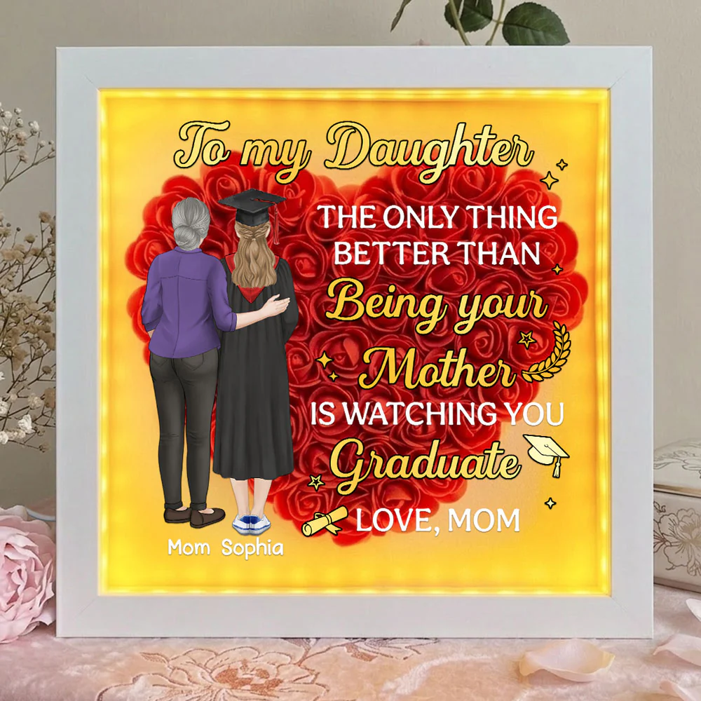 Watching You Graduate - Personalized Custom Flower Shadow Box With LED Light