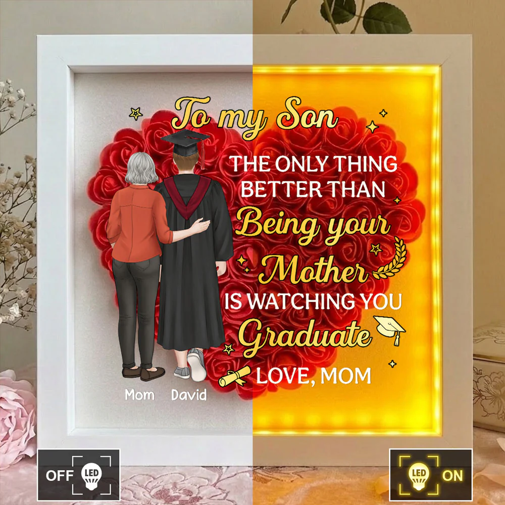 Watching You Graduate - Personalized Custom Flower Shadow Box With LED Light - Image 3