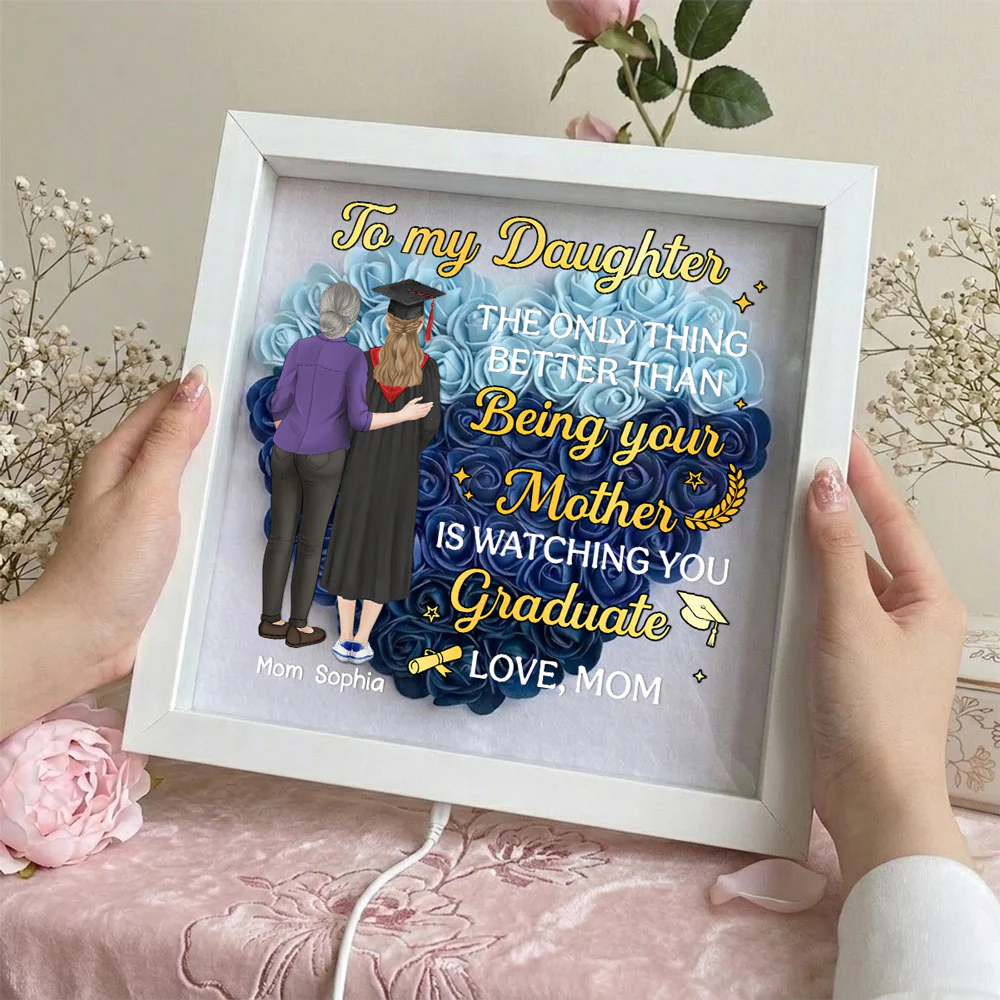 Watching You Graduate - Personalized Custom Flower Shadow Box With LED Light - Image 5
